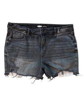 Women's OLD NAVY High Rise Cut-Off Denim Shorts BLACK Size 16